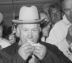 Nikita Khrushchev Eating A Hot Dog